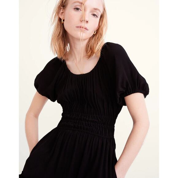 Madewell Sophia Jumpsuit Black Wide Leg Short Sleeve Womens Small Flowy Viscose - Picture 3 of 8